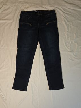 Victoria's Secret Dark Navy Cropped Jeans with Zip Accents, Size 8